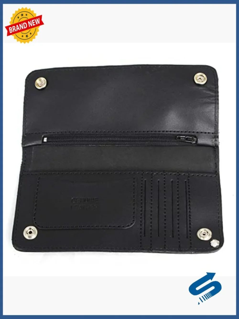 Men's Bifold Leather Wallet with Anti-Theft Chain